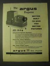 1958 Argus 300 Slide Projector Ad - The Argus Projector Better built to give picture