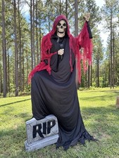 7 FT ANIMATED BLUETOOTH LEAD SINGER REAPER SKELETON ANIMATRONIC HALLOWEEN PROP picture
