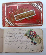 1883 antique AUTOGRAPH ALBUM sacramento ca MAUD VANDAMENT die cut scrapbook picture