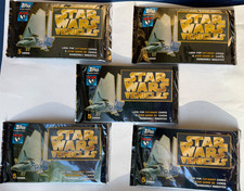 Five 1997 Topps STAR WARS Vehicles Factory Sealed Movie Trading Card Foil Packs picture