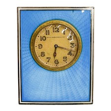 Bailey Banks & Biddle American Gilt Sterling Silver Guilloche Enamel Desk Clock picture