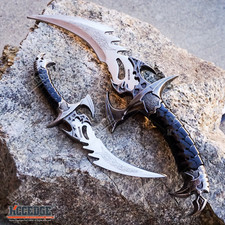 2pc  MEDIEVAL KARAMBIT CLAW Knife Twin Set FIXED BLADE DAGGERS Sheath Included picture