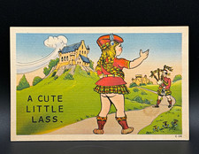 Vintage Scottish Saucy Comic Postcard Cute Little Lass Tartan Bagpipes C-24 picture