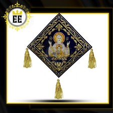 Embroidered Orthodox Priest Palitsa: Elegant Blue Velvet and Gold Embroidery picture