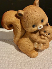 Lefton Hand Painted Porcelain Squirrel w/ Baby Figurine #04733 picture