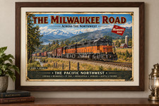 Milwaukee Road SD40-2 Diesel Freight Train Poster Vintage Railroad Art 19 x 13 picture