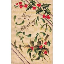 Vtg 1910 Merry Christmas Postcard RPPC Embossed Holly Mistletoe Germany picture