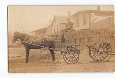 Little York New York NY RPPC Real Photo 1907-1918 Horse Drawn Ice Delivery Wagon picture