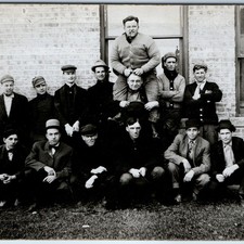 c1910s Funny Group Men Piggyback Pipe Hats RPPC Comedy Postcard Photo Fashion picture