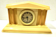 Vintage LUX Clock Co. Celluloid Mantel Clock-RUNS picture