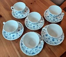 Lot of 6 Sets Churchill Finlandia Replacement Teacups Blue White Swirl Colombia picture