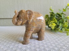 Vintage Hand Carved Brown and White Soapstone Elephant-3