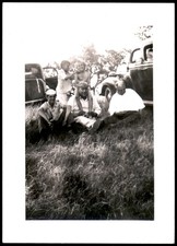Family Group People 1940s 1950s Snapshot Photograph Cars Outdoor Americana picture