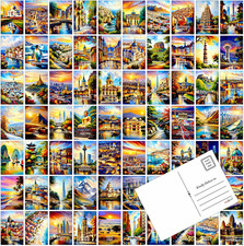 100 Vintage World Travel Postcards, 4 X 6 Card Set | Retro City picture