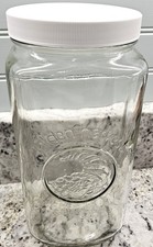 Vtg Golden Harvest 2 Qt Glass Canister Clear Square Jar 9” H x 4 1/2” W w Lid picture