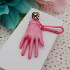 Rare Vintage 1980s Bell Charm Pink Hand With Red Ring Plastic Clip picture