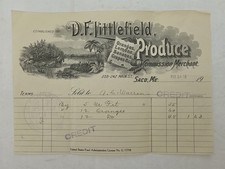 1919 antique D.F. LITTLEFIELD saco me PRODUCE COMMISSION MERCHANT fruit BILLHEAD picture