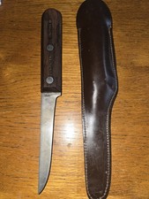 Vintage 4” L L Bean Trout Fish Knife w/Leather Sheath Fishing Knives Freeport ME picture