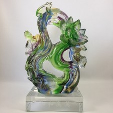 Liuli Crystal Glass Lotus Frog Sculpture Ornament – Feng Shui Home Decor collect picture