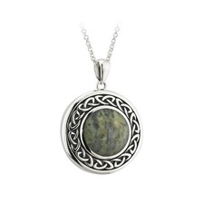 Biddy Murphy 925 Sterling Silver Celtic Weave Connemara Marble Pendant Neckla... picture