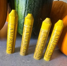 4 Vtg Yellow Industrial Crayons Sandusky Ohio American Old Faithful #486 Thick picture