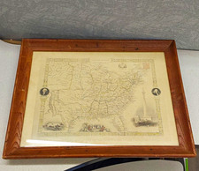 Framed 1851 Tallis Map Of The United States FT Engravings By J. Rapkin* picture