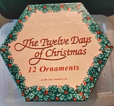 Vintage 1996 C&F Enterprises 12 Days of Christmas Ornament Set - Complete picture