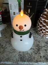 RARE RETIRED Luminara Flameless Snowman  New In Opened Box Timer Perfect Gift picture
