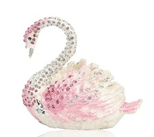 Elegant Pink Crystal Swan Trinket Box picture