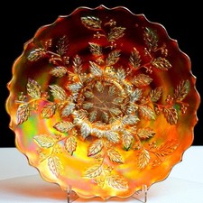 Fenton Marigold Carnival Glass Holly Pattern Antique 9 1/2