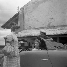 Marthe Mercadier Raymond Bussieres a field for filming of film 'Ca- Old Photo 2 picture