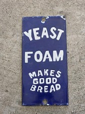RARE VINTAGE YEAST FOAM BREAD DOOR PUSH PORCELAIN SIGN  8