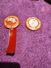 2 Vintage Lourdes High School Oshkosh WI Knights Football Ribbon Pinback Buttons picture