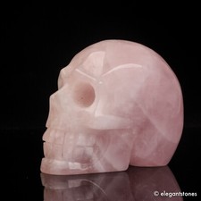 610g 91mm Pink Rose Quartz Skull Natural Crystal Healing Hand Carved Stone picture