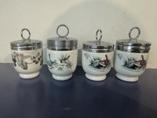 4 Antique Royal Worcester Double Egg Coddled Porcelain Cups Made In England picture