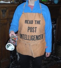 VINTAGE SEATTLE POST-INTELLIGENCER NEWSPAPER PAPER BOY FULL APRON CANVAS 30x17 picture