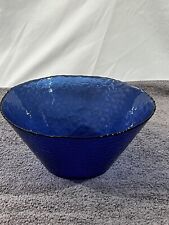 Vintage Arcoroc France Cobalt blue Glass bowl Leaf picture