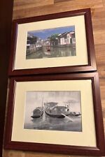 Vintage Silk Embroidery Framed Pictures Asian Chinese Japanese Art Lot Of 2 picture