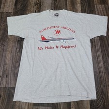 Northwest Airlines shirt 1990s Size Large Heathered Gray Screen Stars picture