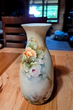Antique ZS& -Bavaria Hand Painted Rose Floral Porcelain Vase picture