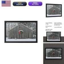 Trademark Fine Art Kurt Shaffer Christmas Barn Snow LED Lightbox Metal Frame picture