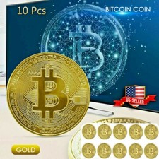 10Pcs Bitcoin Coins Commemorative Physical Collectors Gold Plated Crypto Bitcoin picture
