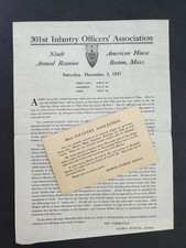 1927/9 vintage 301st INFANTRY OFFICER ASSOCIATION lot REUNION boston ma R PEIRCE picture