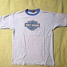 Vintage 1990 HarleyAspen Valley Glenwood Springs CO Ringer Shirt XL Holoubek picture