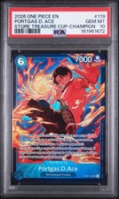 2026 ONE PIECE PROMOS STORE TREASURE CUP-CHAMPION #119 PORTGAS D. ACE PSA 10 picture