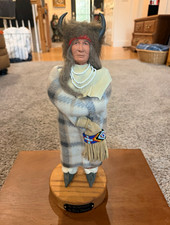 Mary Masters Blackfoot Native American Figurine Sculpture on Wood Base picture