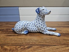 Vintage Andrea By Sadek Fishnet Dog Blue/White Dalmatian Figure Handpainted Read picture