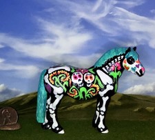 OOAK Breyer cm Custom Stablemate  Horse Georgio *Glossy Whimsical Sugar Skull * picture