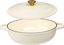 LEXI HOME ENAMELED 5QT CAST IRON DUTCH OVEN BRAISER - CREAM picture