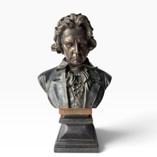 Vintage Ludwig Van Beethoven Music Composer Bronzed Resin Large Bust Statue 18” picture